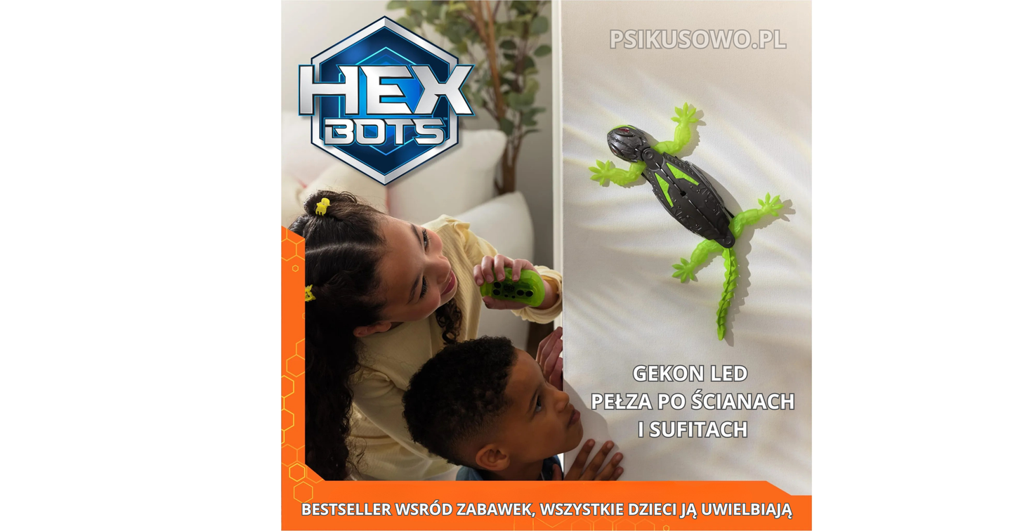 Interaktywny Gekon Hexbots - chodzi po ścianach